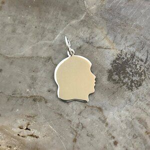 Sterling Silver 925 Female Girl Child Silhouette Profile Engravable Charm